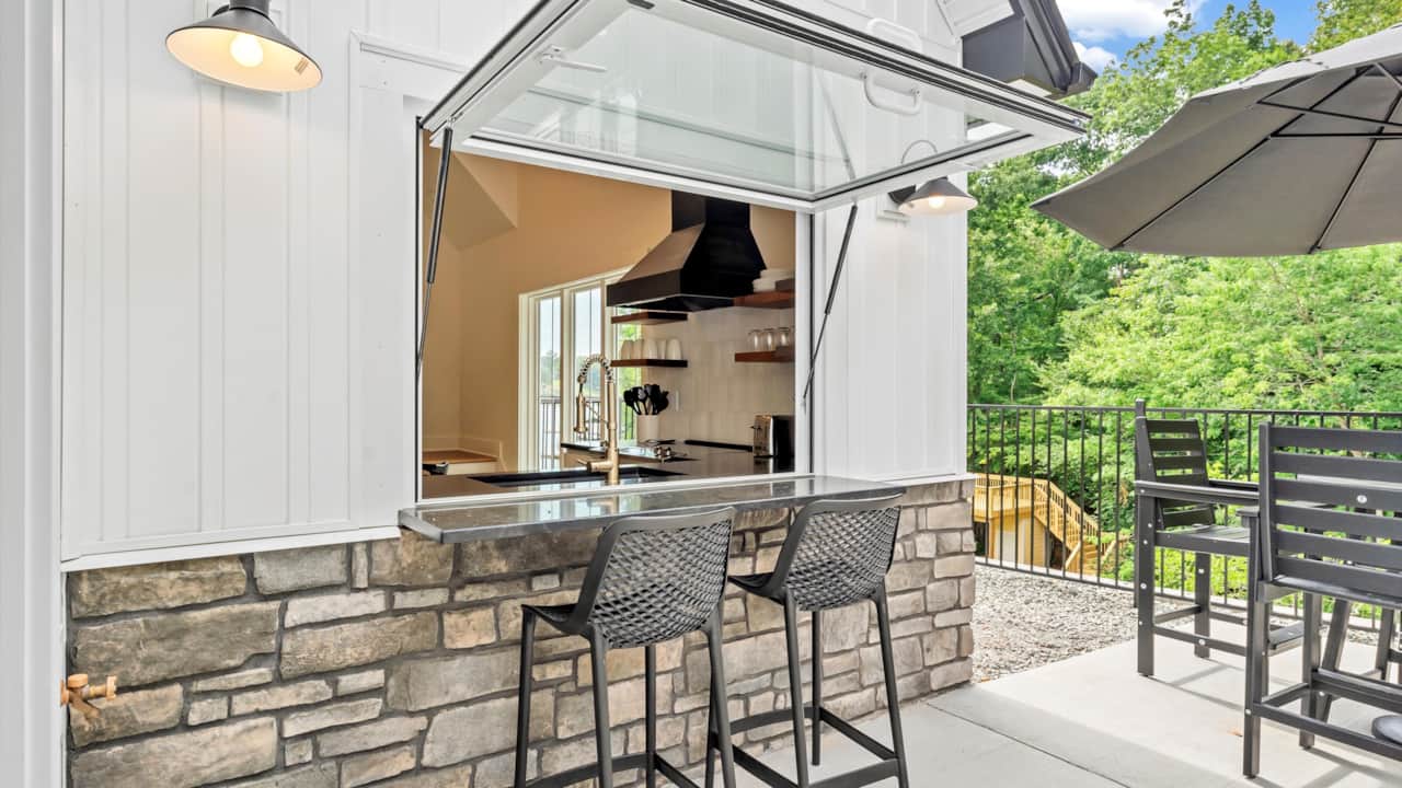 Large Open Window and Bar at Pool