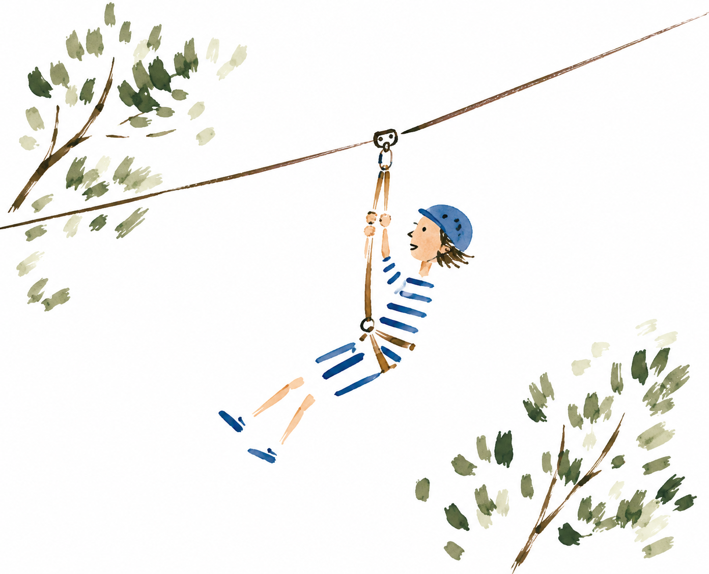 Child enjoying a zip line