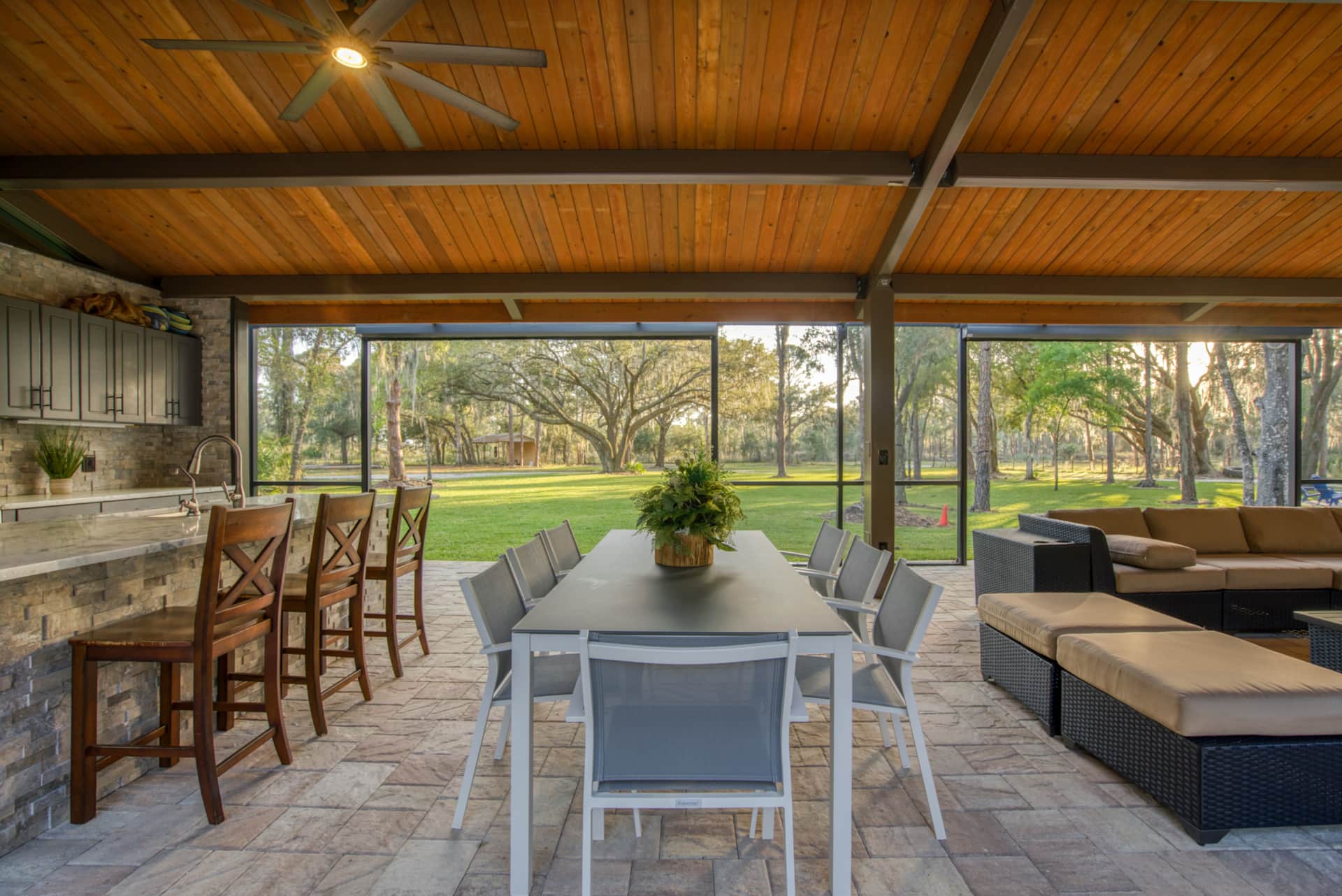 Outdoor kitchen and dining pavilion