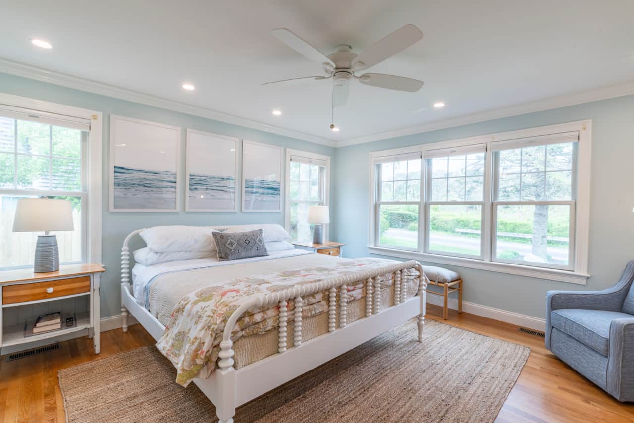 Primary bedroom with king mattress