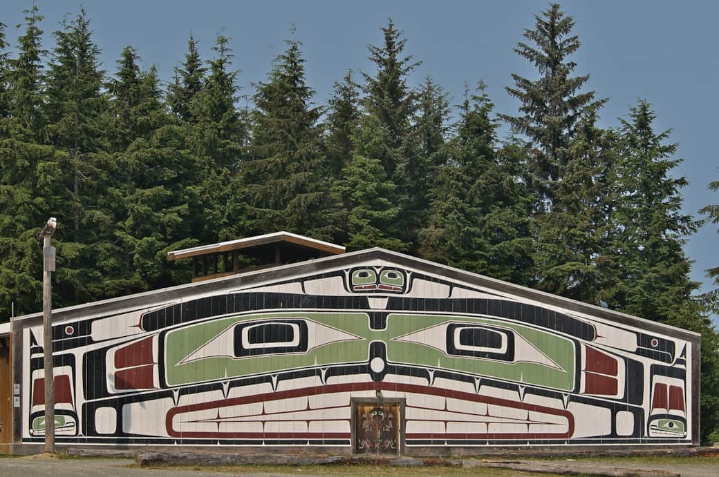 Culture & Protocols — ʼNa̱mǥis Big House and coastal setting in Alert Bay
