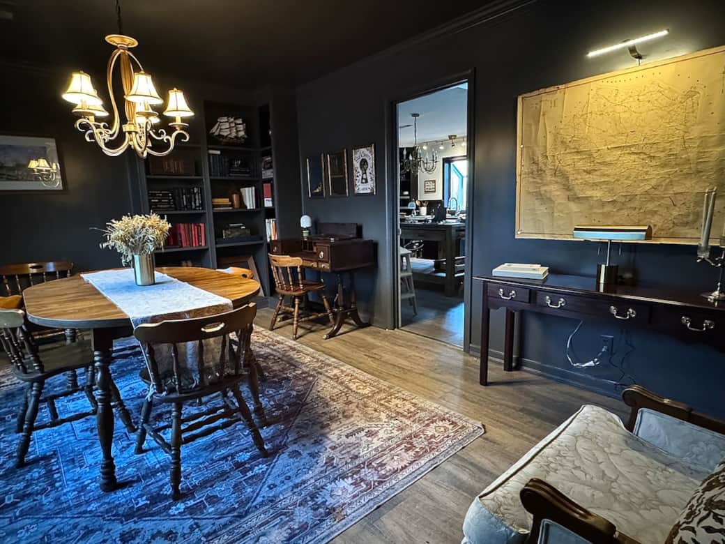 Spacious dining room and office space.