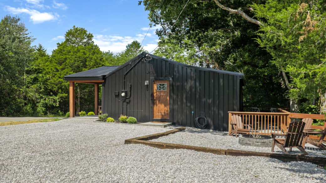Firepit and Side View of Cabin