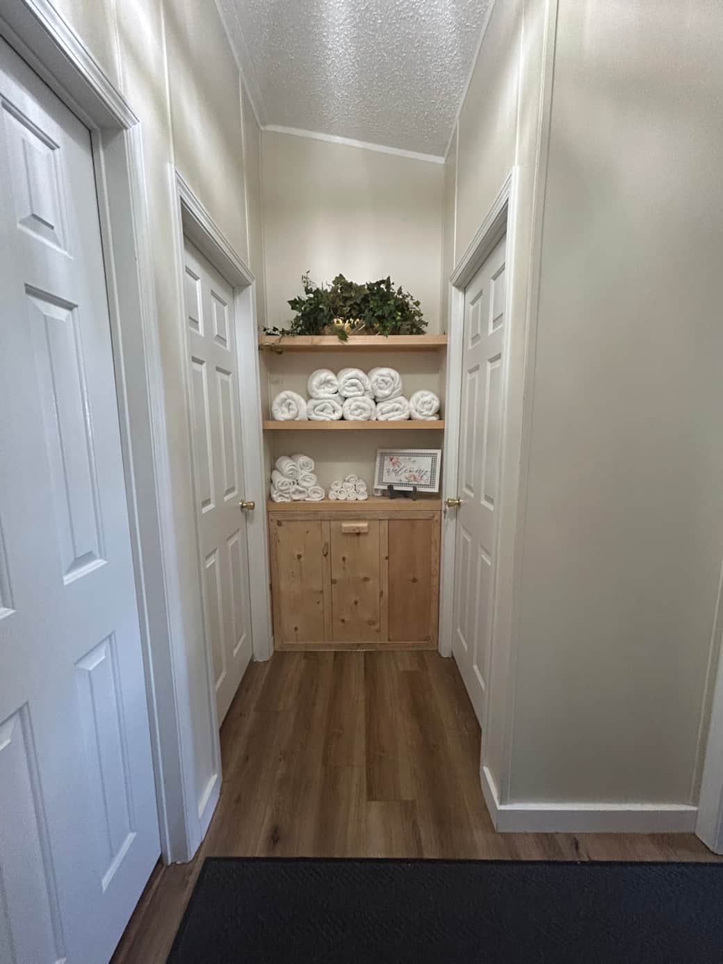 Custom Towel and Laundry Bin Area Custom Towel and Laundry Bin Area