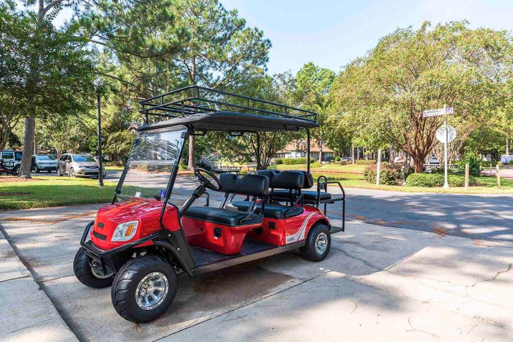 Six seater golf cart with Bluetooth sound system and roof rack! 
