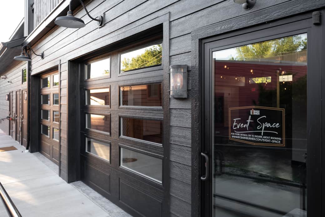 Event Space Barn Burner Exterior Overhead Doors Closed