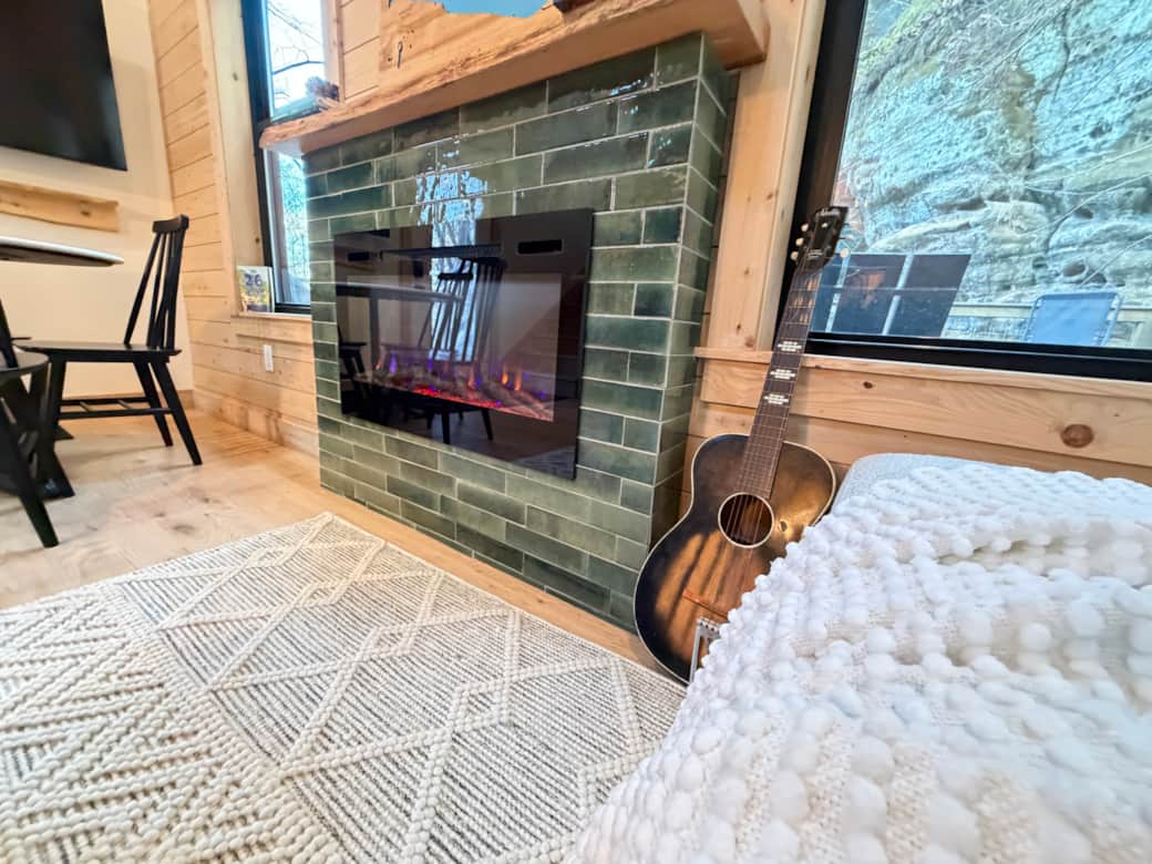 Fireplace + guitar
