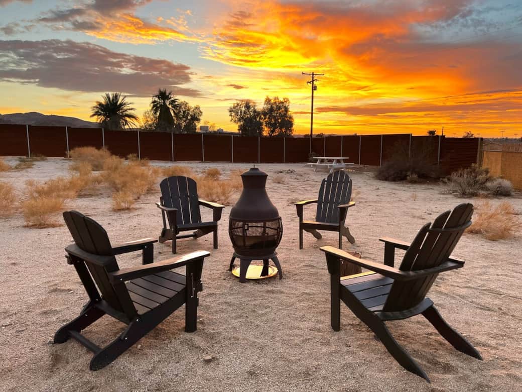 Unforgettable sunsets and cozy nights by the firepit in your fenced backyard — safe and welcoming for both kids and pets.