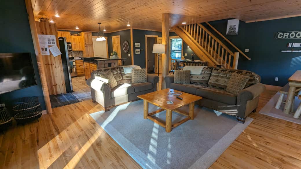 Living room into kitchen