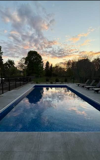 The pool at dusk
