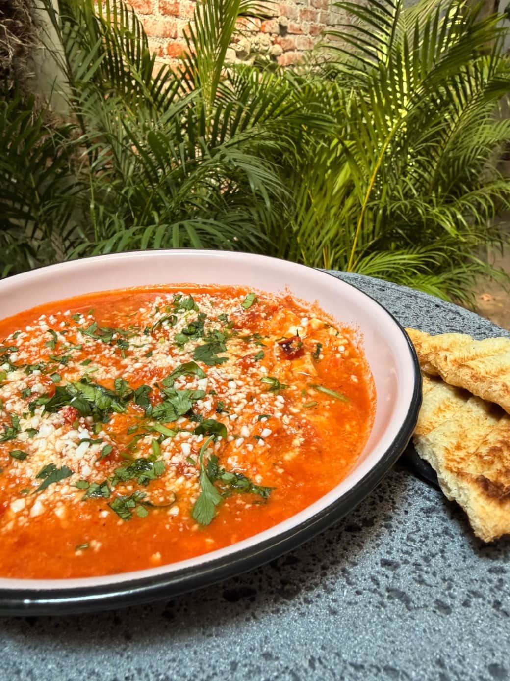 Shakshuka eggs served at breakfast