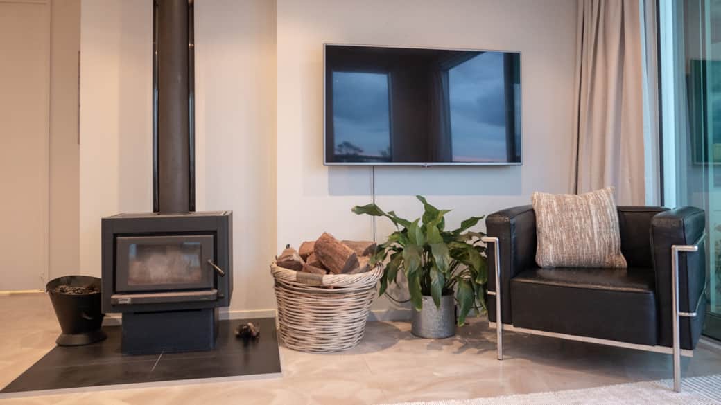 Fireplace & TV from the couch