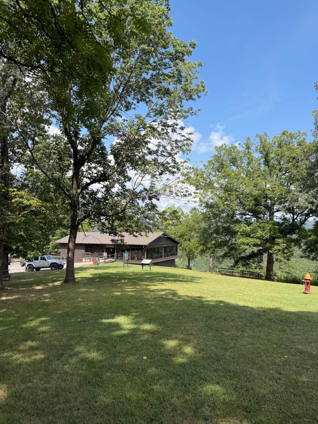 Rustic stone and wood cabin at Buffalo Point near Buffalo National River Arkansas