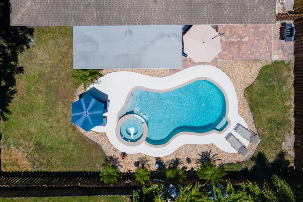 Arial view if the back yard