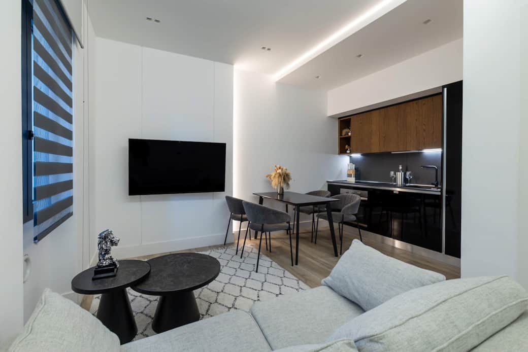 Overview of the Kitchen, Living area and Dining area