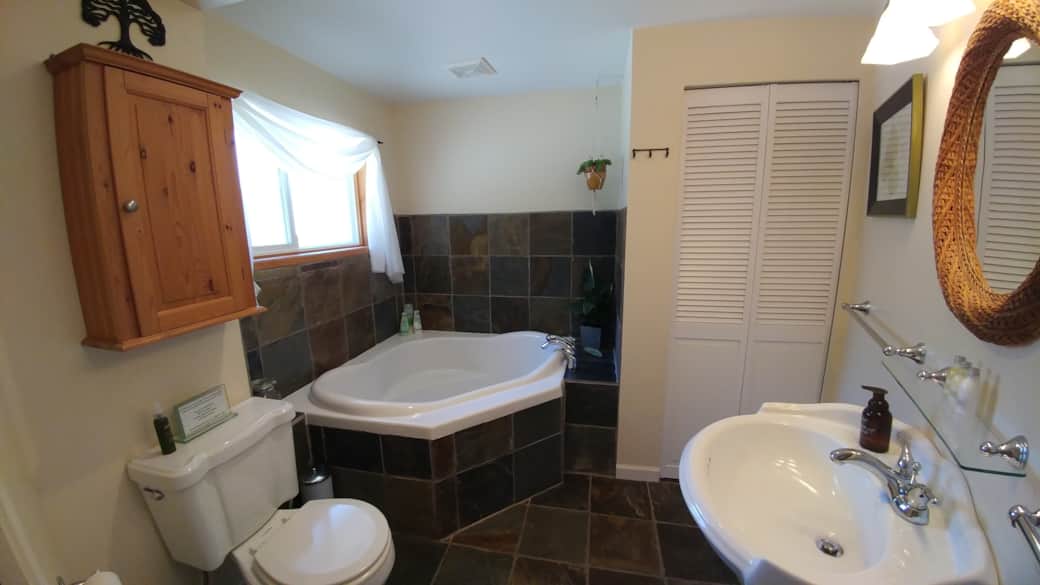 Washroom with soaker tub