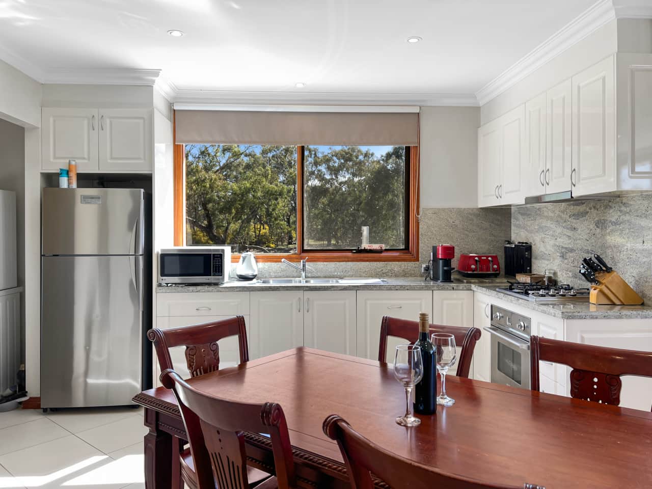 Combined dining kitchen for convenient meals.
