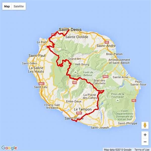carte Réunion tracé rouge parcours grand raid