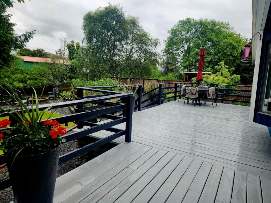 Large deck overlooking River
