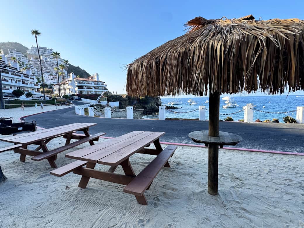 Beachfront palapa and picnic area at Hamilton Cove