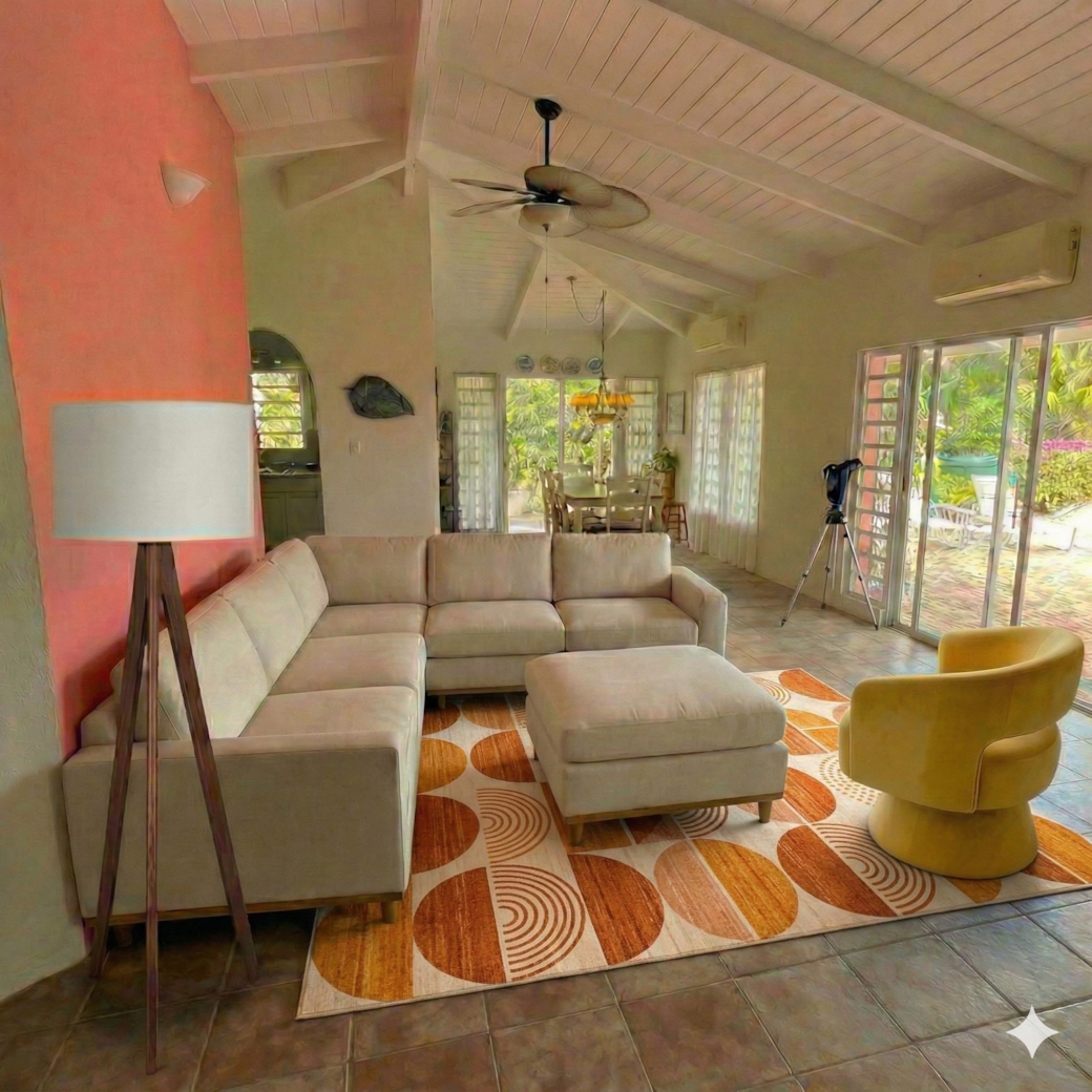 Ai generated living room rendering with actual furniture