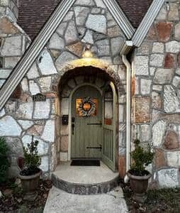 Front door at dusk Front door at dusk