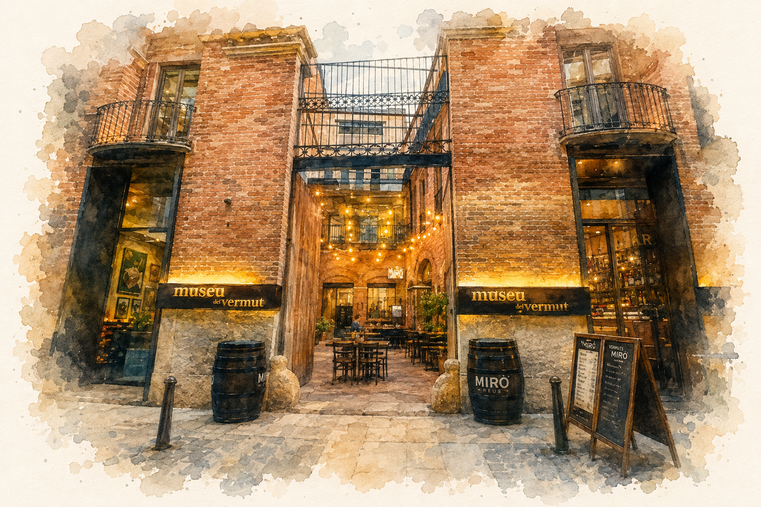 Watercolour illustration of Museu del Vermut in Reus