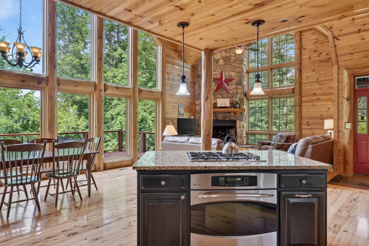 Kitchen island and great room