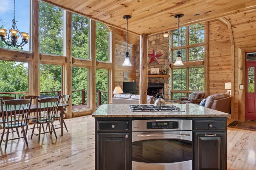 Kitchen island and great room