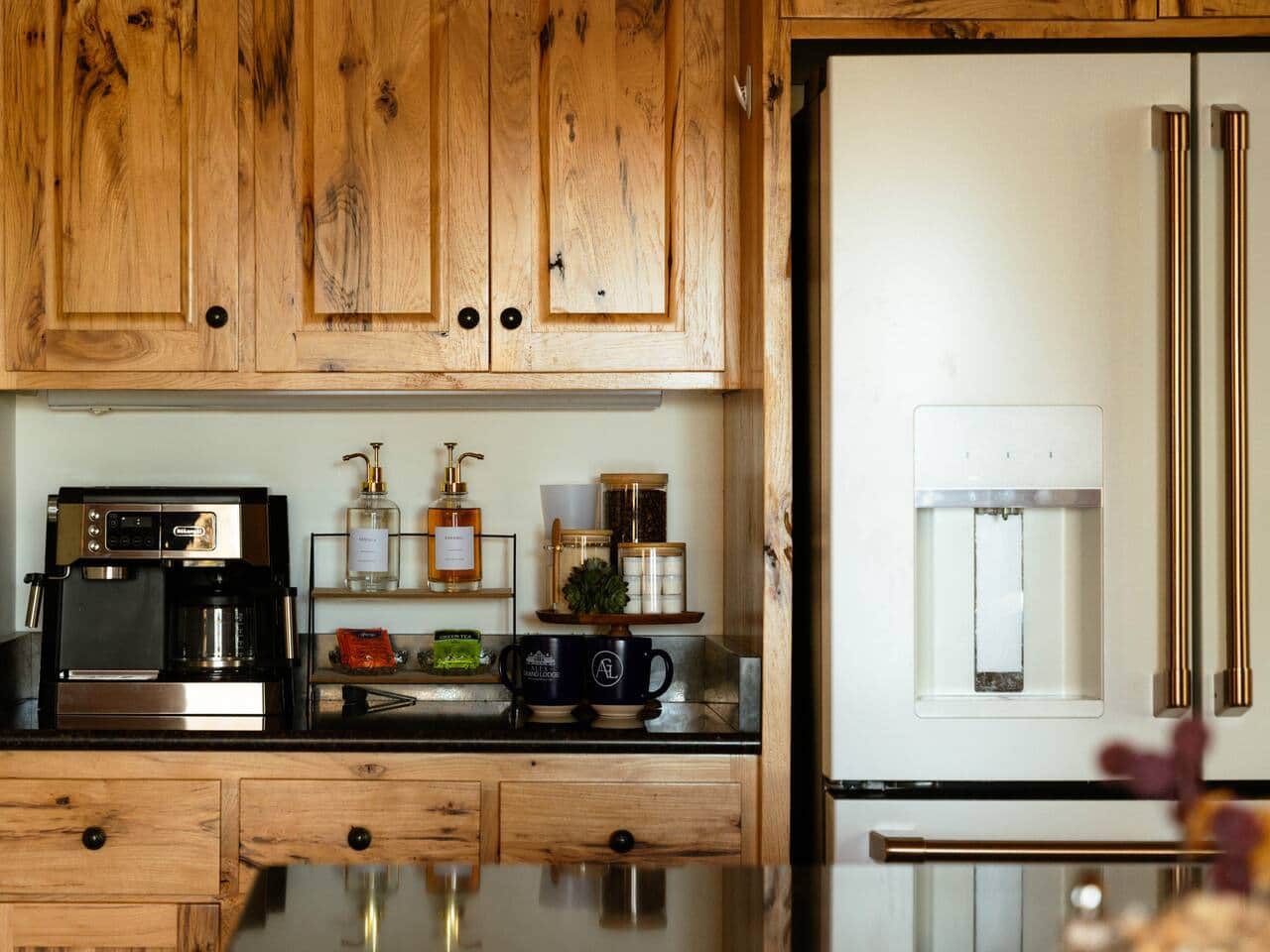 Fully stocked coffee and hot chocolate station 