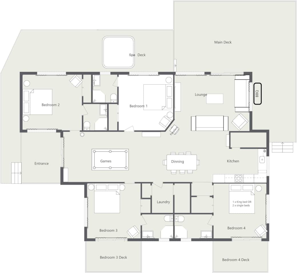 Floor Plan - unpaid rooms will be locked