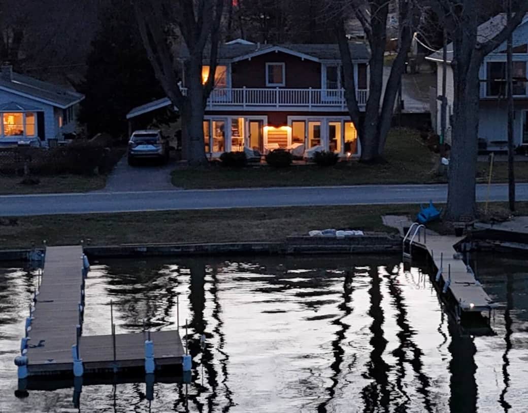 The lakefront at dusk