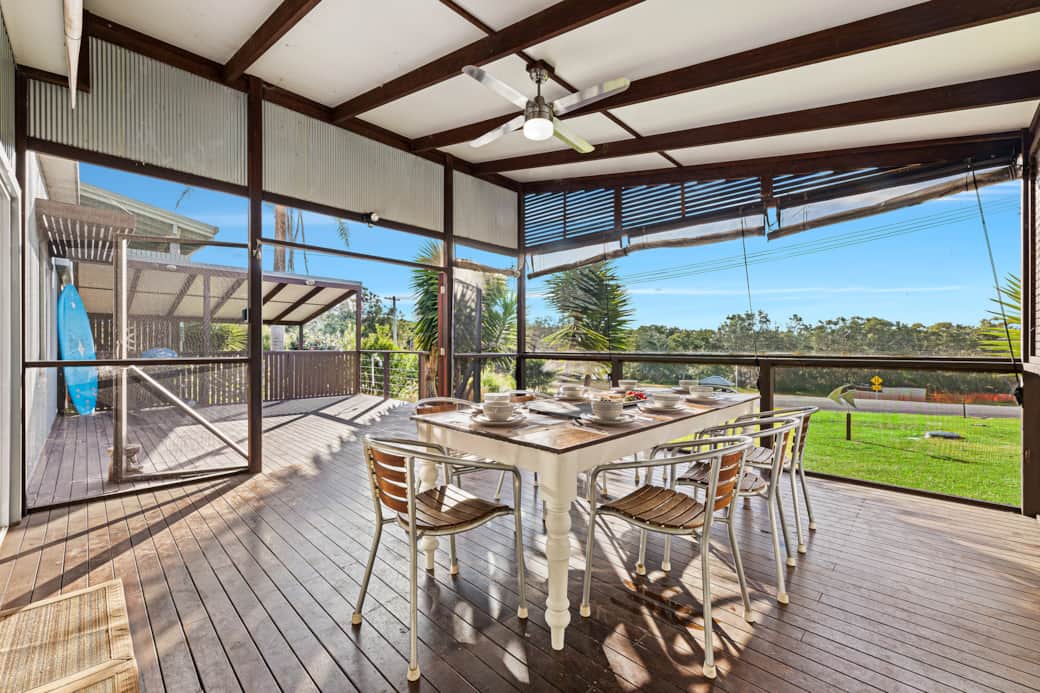 Enjoy dining out on the covered outdoor area
