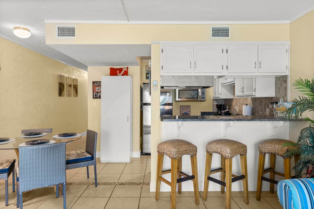 Dining area with extra seating at the bar top