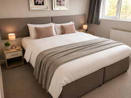 Room 1 set up as a superking. It can also be set up with twin beds.