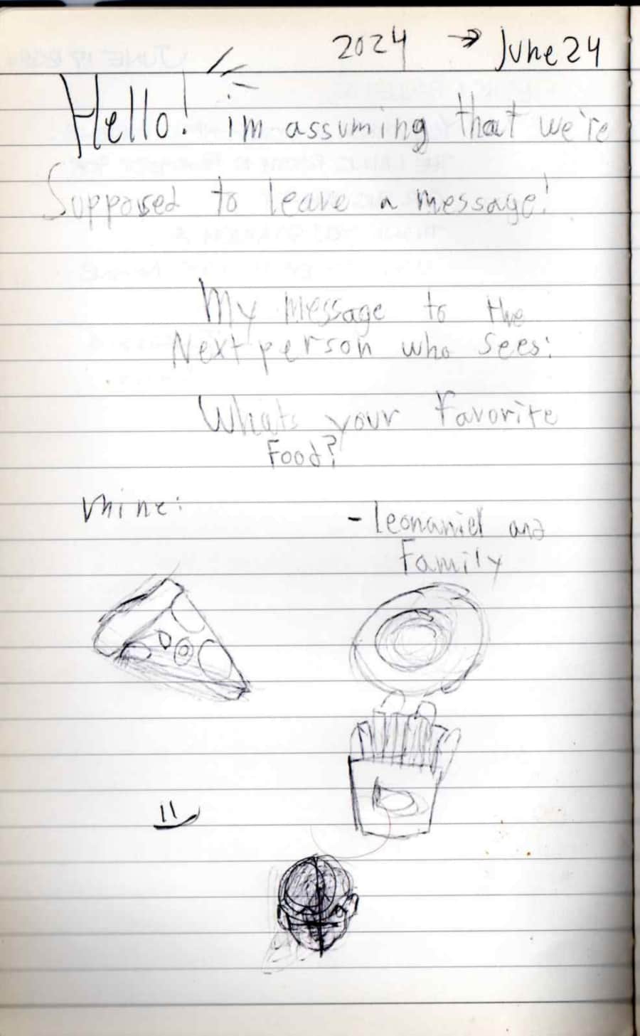Handwritten guest note from Raya P09 guest book