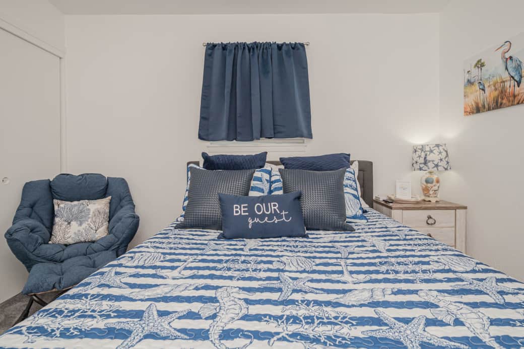 The "Blue Room" is sure to make you want to sleep in late.