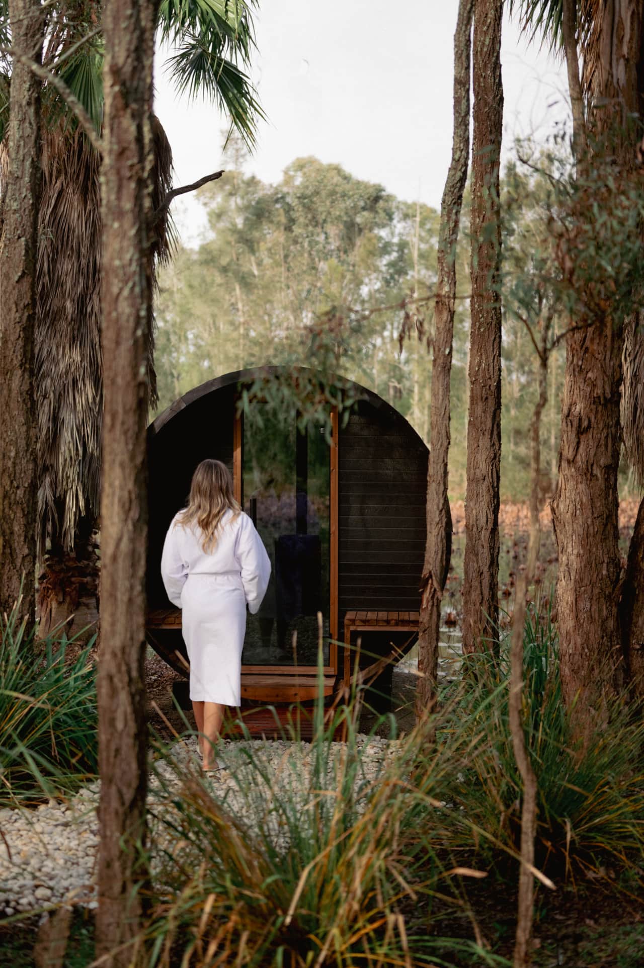 Exclusive to in house guests our sauna is nestled between the trees and the lotus pond