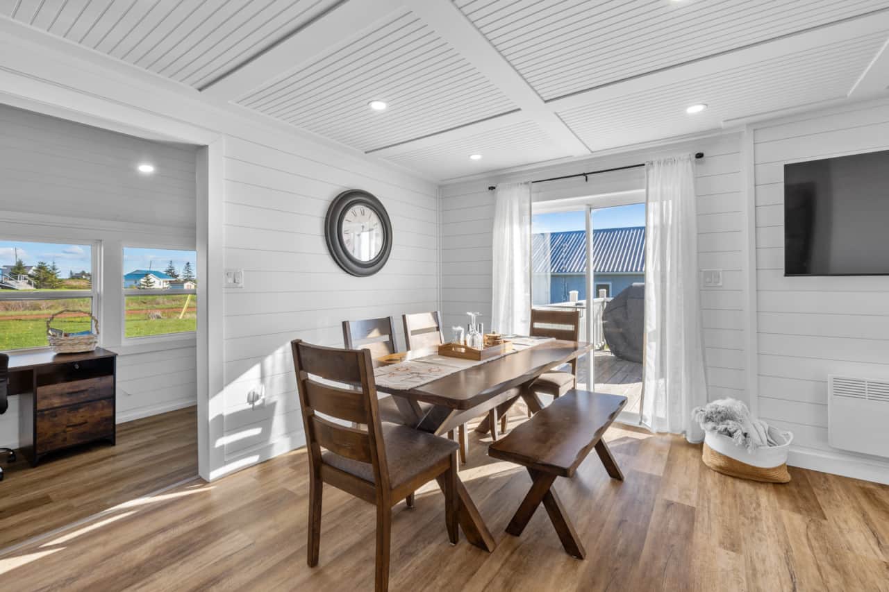 Bright dining area with countryside views