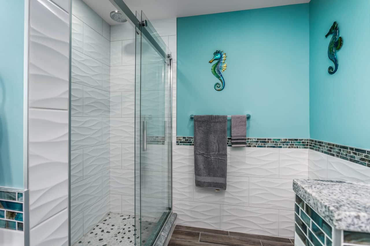Shower, master bath (bathroom 1)