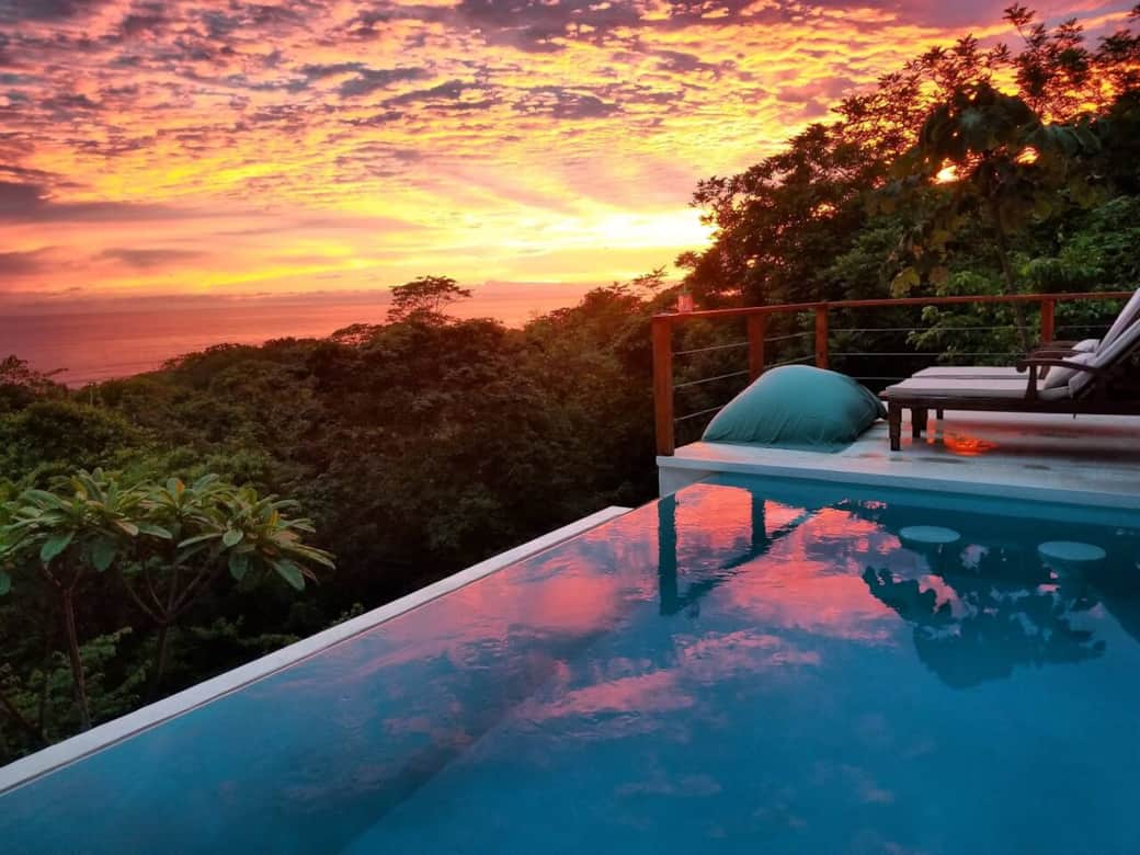 Sunset from the salt water infiniti pool