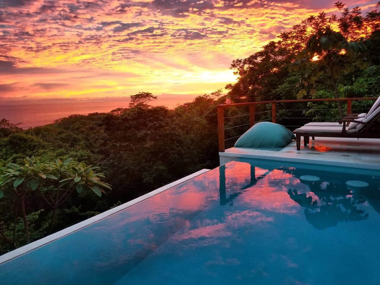Sunset from the salt water infiniti pool