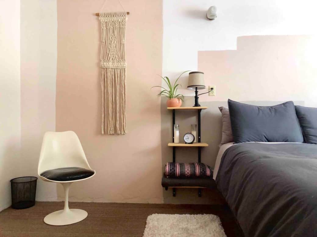 Four rooms have a queen and one room has a king. Each bed has organic cotton sheets, comforter and two pillows. There is a place to hang and set close, a place to sit. Rooms 3 & 4 are big enough to add a pack n play or an extra twin if needed.