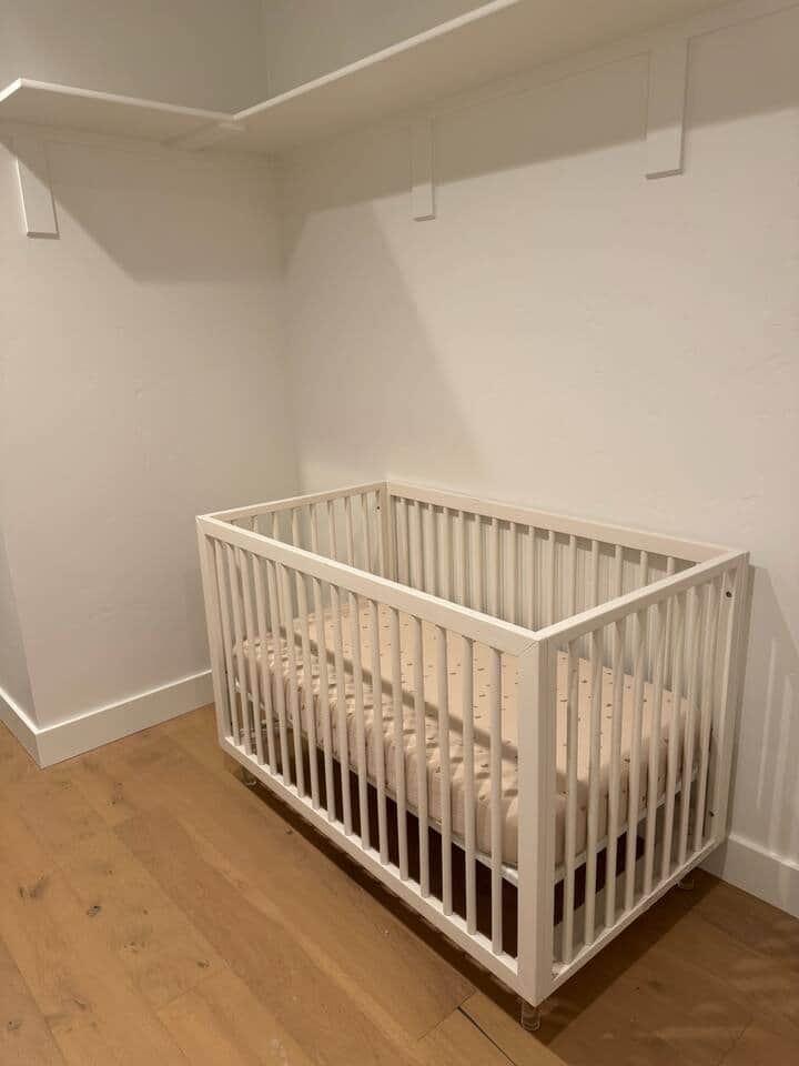 Crib available in large master closet