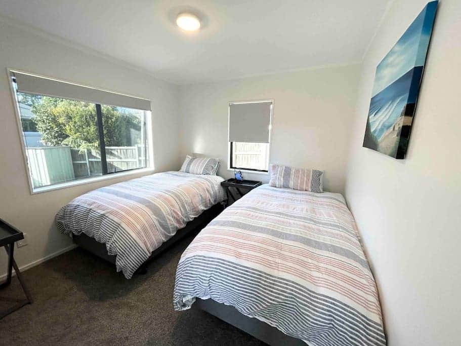 The Periwinkle Room—perfect for kids with two king single beds.