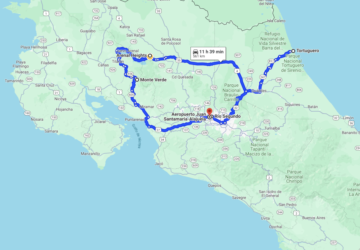 Costa Rica Rutas Circuitos Turísticos Populares de Costa Rica