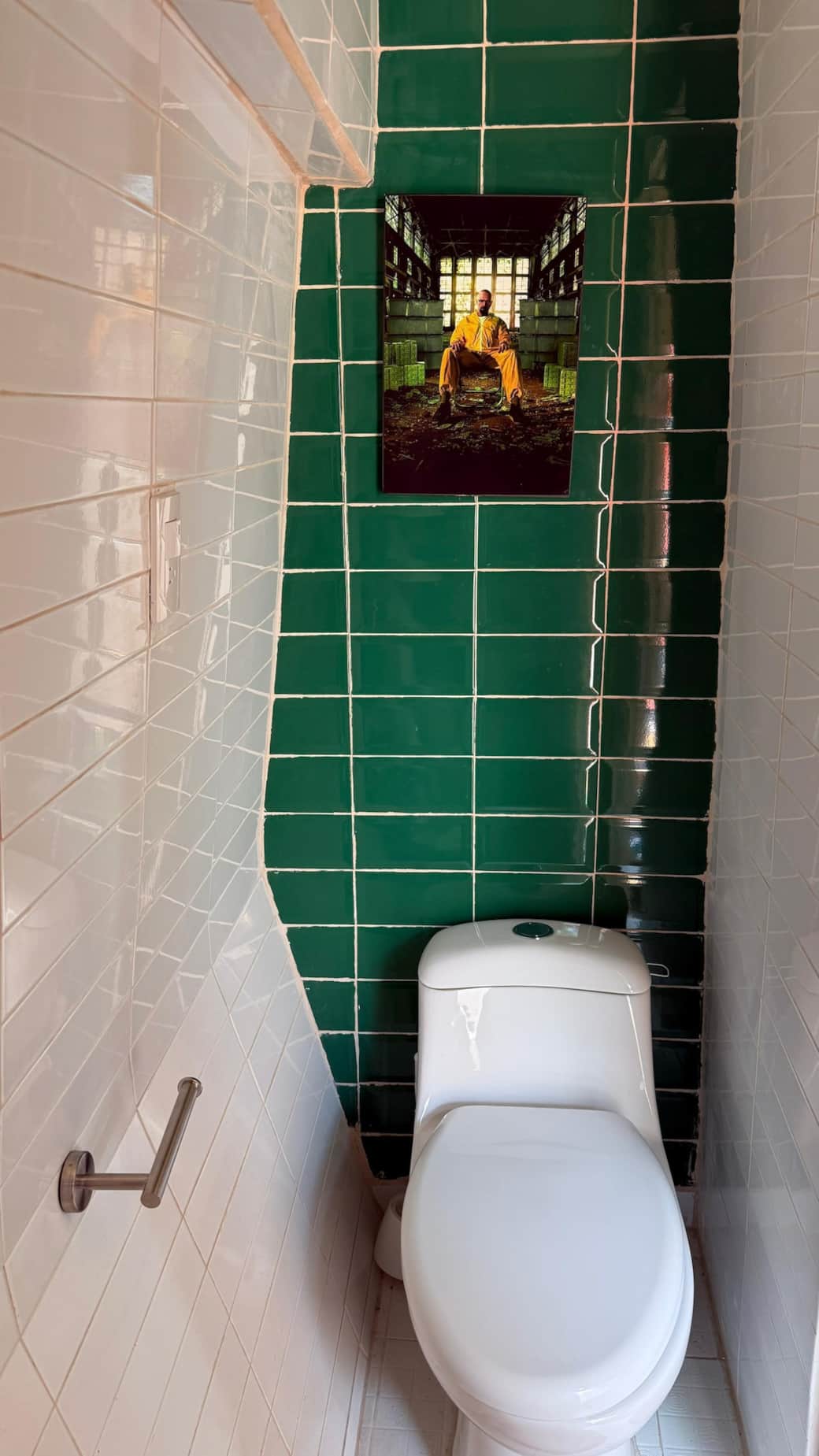 Sanitario con artículos de limpieza personal. 