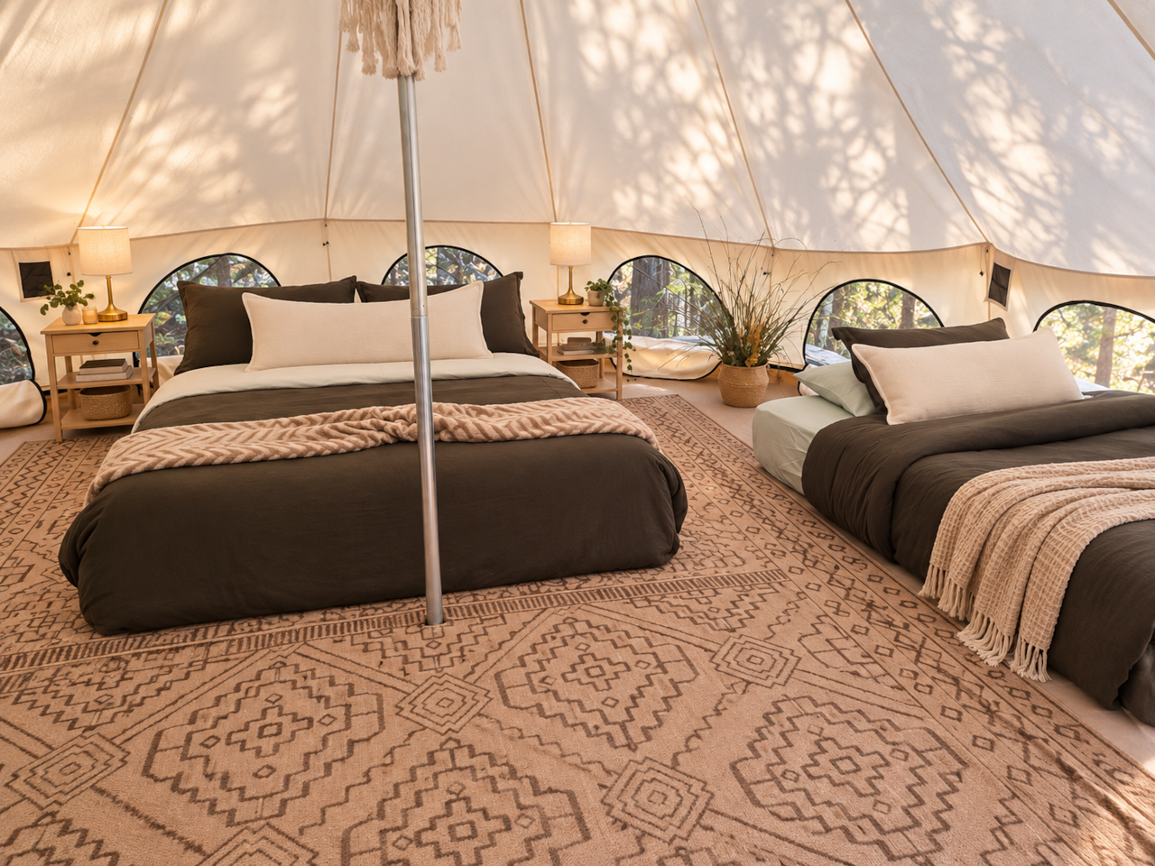 A Spacious Glamping Retreat with Comfortable Sleeping for Four