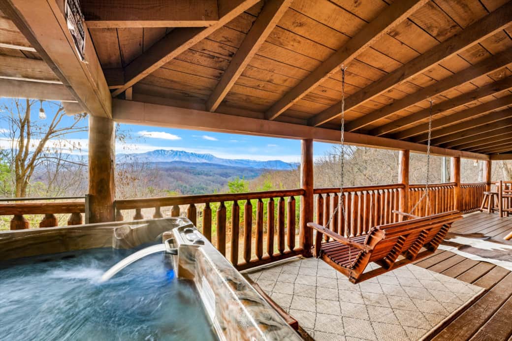 Hot tub with mountain views Hot tub with mountain views