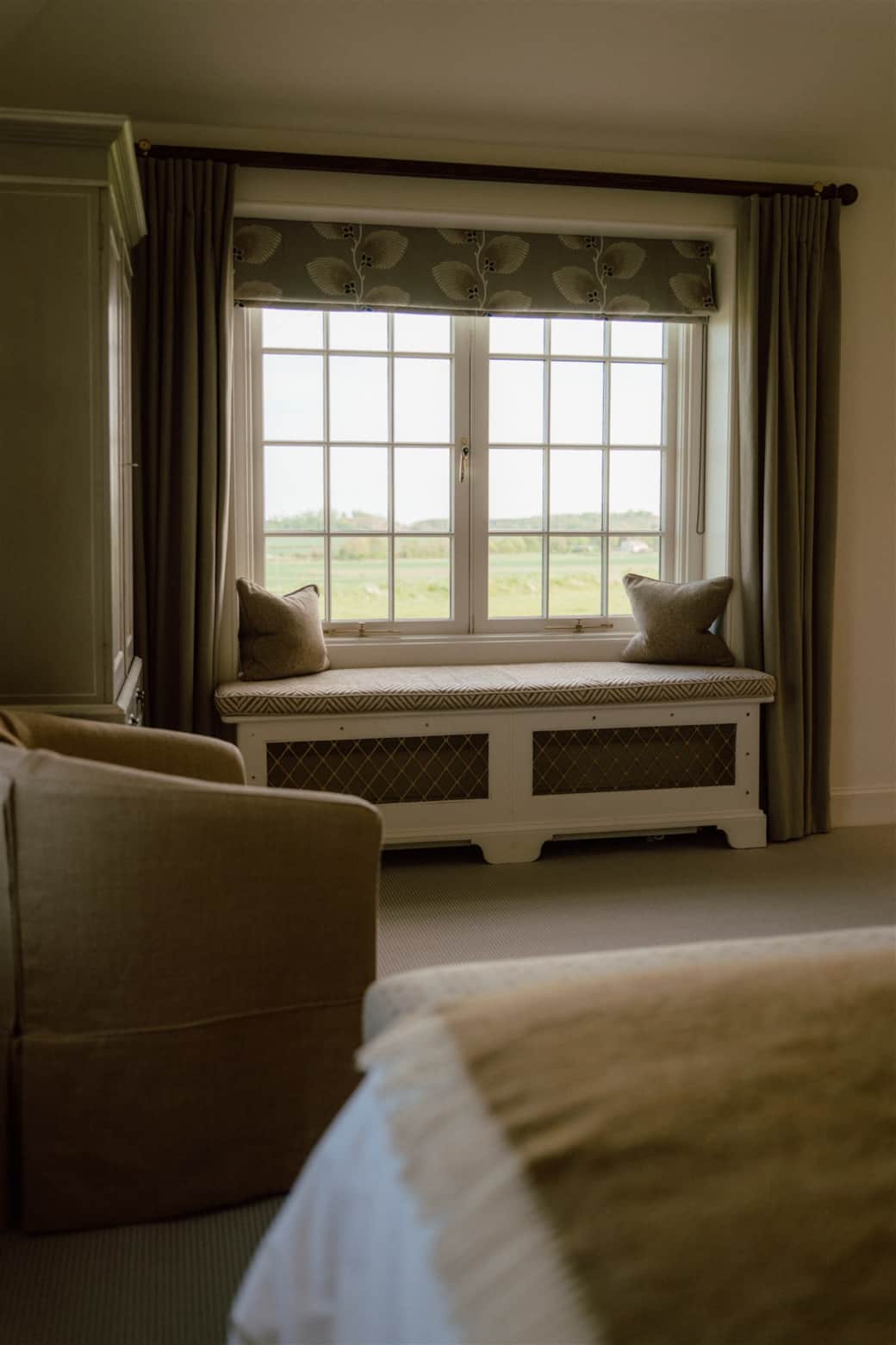 Window seat in bedroom Window seat in bedroom